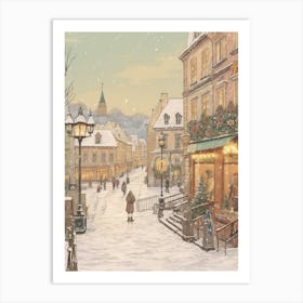 Vintage Winter Illustration Krakow Poland 5 Art Print