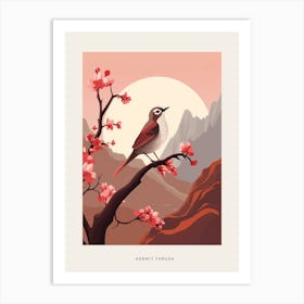 Minimalist Hermit Thrush 3 Bird Poster Art Print