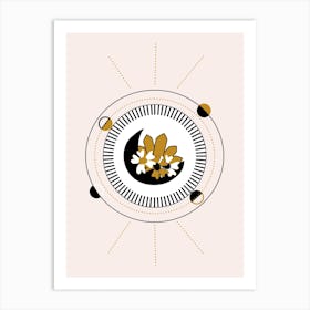 Moon Angd Flowers In A Geometrical Composition Art Print