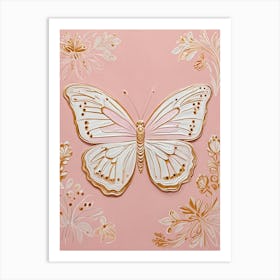 Butterfly On Pink Art Print