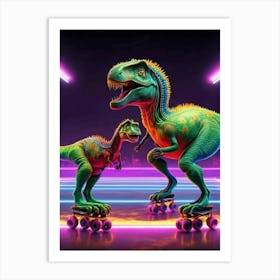 Dino Rollers On The Dancefloor Art Print