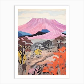 Mount Kilimanjaro Tanzania 3 Colourful Mountain Illustration Art Print