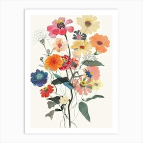 Zinnia 1 Collage Flower Bouquet Art Print