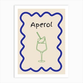 Aperol Doodle Poster Blue & Green Art Print