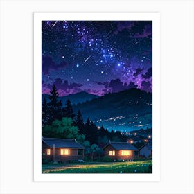 Night Sky Anime aesthetic 63 Art Print