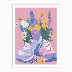 Retro Sneakers With Flowers 90s 3 Art Print