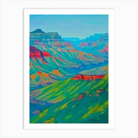 Grand Canyon National Park United States Of America Blue Oil Painting 2  Art Print