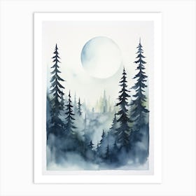 Watercolour Of Hoh Rainforest   Washington Usa 3 Art Print
