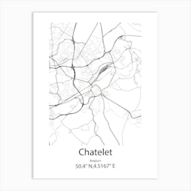 Chatelet,Belgium Minimalist Map Art Print