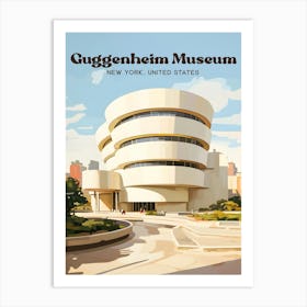 Guggenheim Museum New York USA Architecture Travel Illustration Art Print