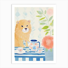 Animals Having Tea   Lion 2 Art Print