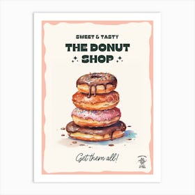 Stack Of Chocolate Donuts The Donut Shop 1 Art Print