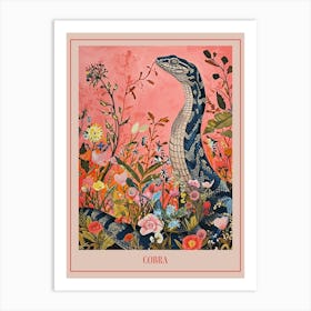Floral Animal Painting Cobra 1 Poster Art Print