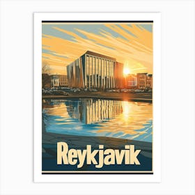 Aihrgdesign A Mid Century Modern Travel Poster For Reykjavik 5 Art Print