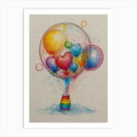 Rainbow Balloons Art Print