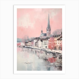 Dreamy Winter Painting Zurich Switzerland 1 Art Print