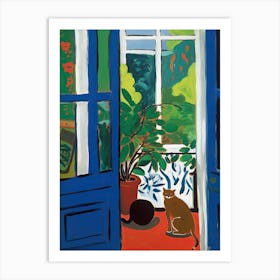 Open Window With Cat Matisse Style London 2 Art Print