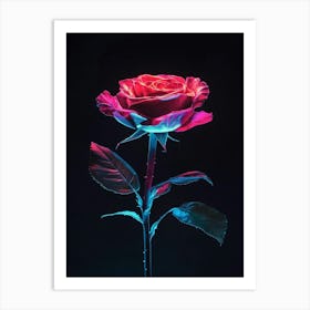 Neon Rose Art Print