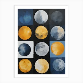 Retro Abstract Moons 3 Art Print