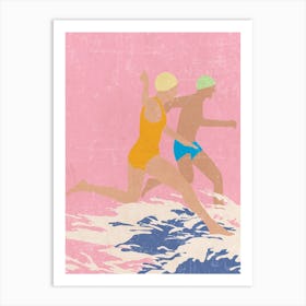 Running Swimmers (Pink) Art Print