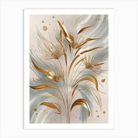 Gold Flowers Art Print