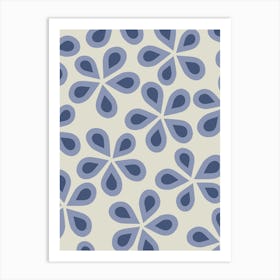 Daisy Florets | 02 - Blue And Sage Green Floral Art Print