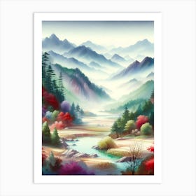 Watercolor Vibrant Country 6 Art Print