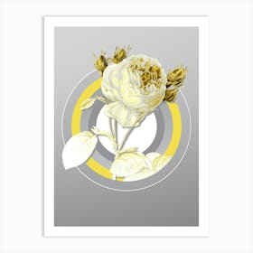 Botanical Centifolia Roses in Yellow and Gray Gradient n.298 Art Print