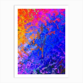 Autumn Squill Botanical in Acid Neon Pink Green and Blue Art Print