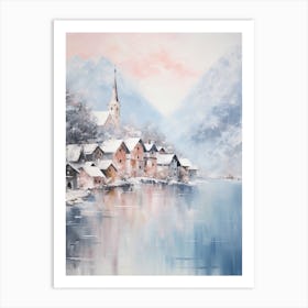 Dreamy Winter Painting Hallstatt Austria 1 Art Print