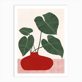 Plant In A Red Vase Art Print