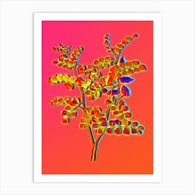 Neon Blood Spotted Bladder Senna Botanical in Hot Pink and Electric Blue n.0251 Art Print