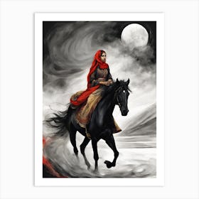 Woman Riding A Horse 4 Art Print