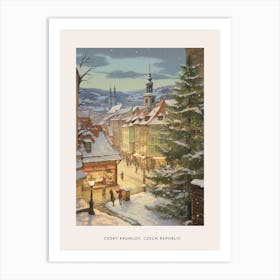 Vintage Winter Poster Cesky Krumloy Czech Republic 2 Art Print