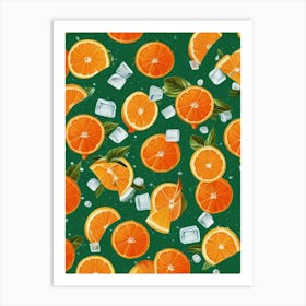 Aperol Spritz Pattern Cocktail Oranges Kitchen Art Art Print (8) Art Print