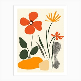 Flowers And Rocks Art Print