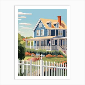 The Hamptons New York, Usa, Graphic Illustration 4 Art Print