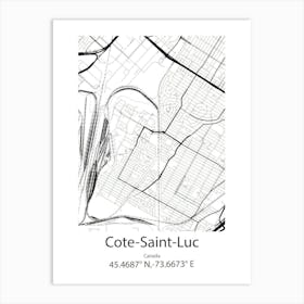 Cote Saint Luc,Canada Minimalist Map Art Print