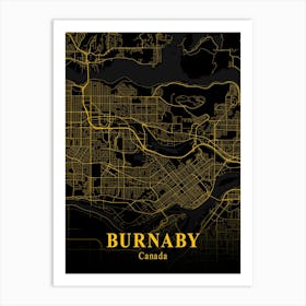 Burnaby Gold City Map 1 Art Print