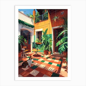 Cat On The Patio Art Print