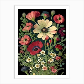 Cosmos 3 Floral Botanical Vintage Poster Flower Art Print