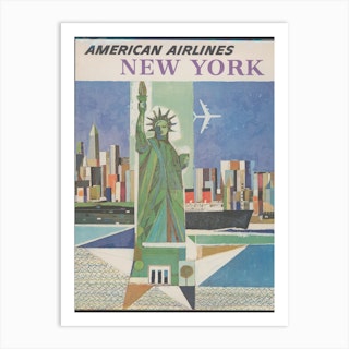 American Airlines New York 1960s Vintage Poster Art Print