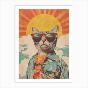 Vintage Retro Poster Cool Cat 3 Art Print