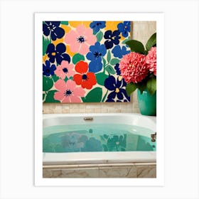 Bathroom With Flowers 1 Art Print