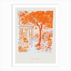 Sicily Italy Orange Drawing Poster Art Print