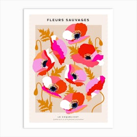Wild Flowers Poppies in French Art Print
