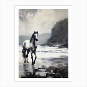 A Horse Oil Painting In Anakena Beach, Easter Island, Portrait 3 Art Print