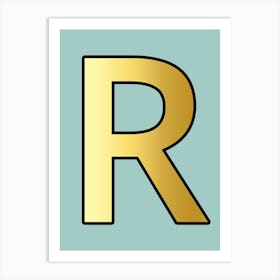 Letter R Gold Alphabet Lilac Art Print