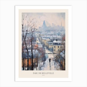 Winter City Park Poster Parc De Belleville Paris France 2 Art Print