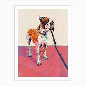 Bulldog On A Leash Art Print